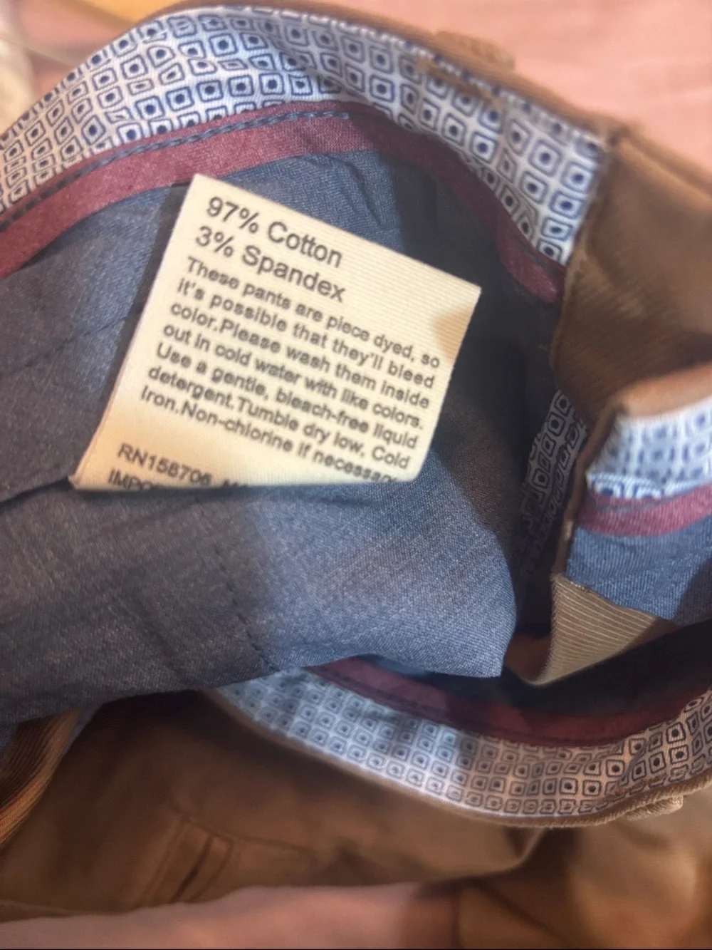 Brown Men’s Casual Chino Pants Perk 36/34